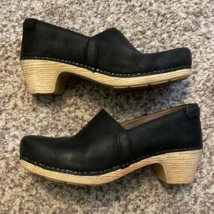 Dansko black suede clogs 39